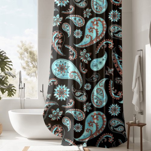 Luxurious Black Paisley Shower Curtain