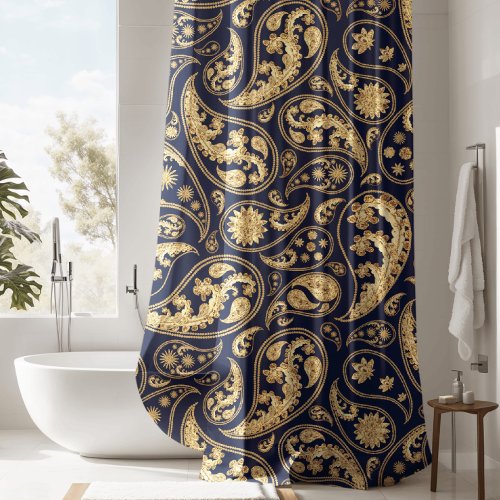 Luxurious Black Paisley Shower Curtain
