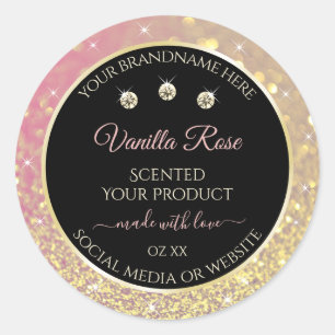 Luxurious Black Pink Gold Glitter Product Labels