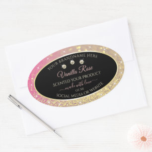 Luxurious Black Pink Gold Glitter Product Labels