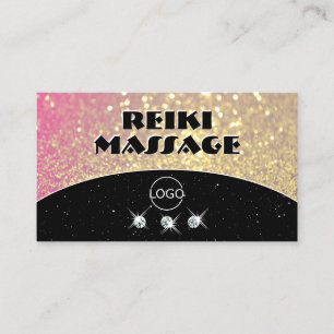 Luxurious Black Pink Gold Sparkle Glitter Add Logo Business Card