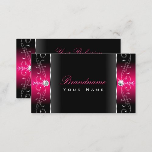 Luxurious Black Pink Squiggled Jewels Ornamental Business Card