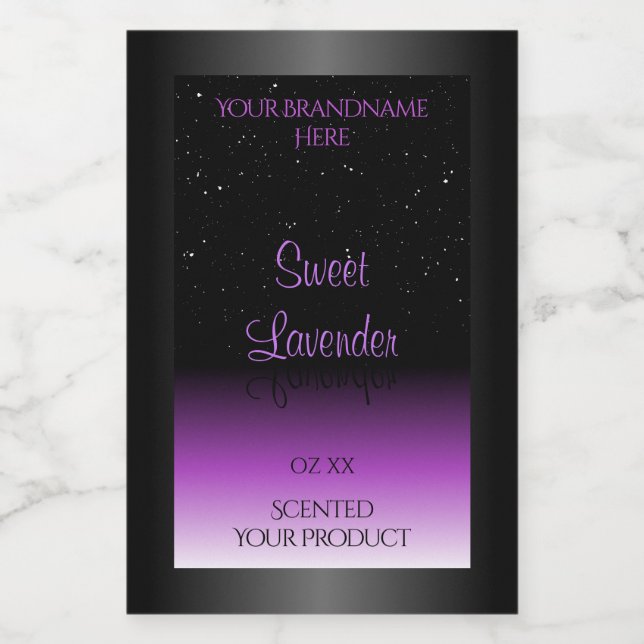 Luxurious Black Purple Product Labels Soft Glitter (Single Label)