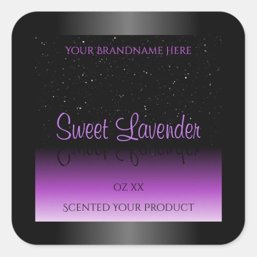 Luxurious Black Purple Product Labels Soft Glitter
