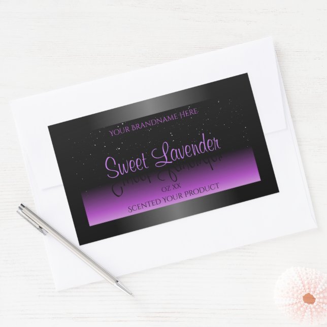 Luxurious Black Purple Product Labels Soft Glitter (Envelope)