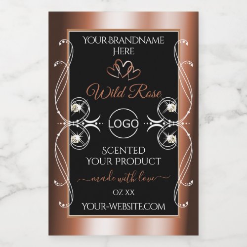 Luxurious Black Rose Gold Decor Product Label Logo