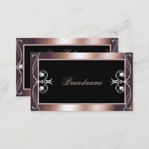Luxurious Black Rose Gold Sparkle Jewels Ornaments Business Card