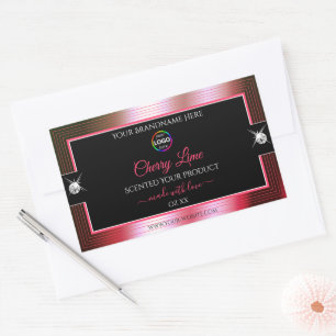 Luxurious Black Shiny Red Green Logo Product Label