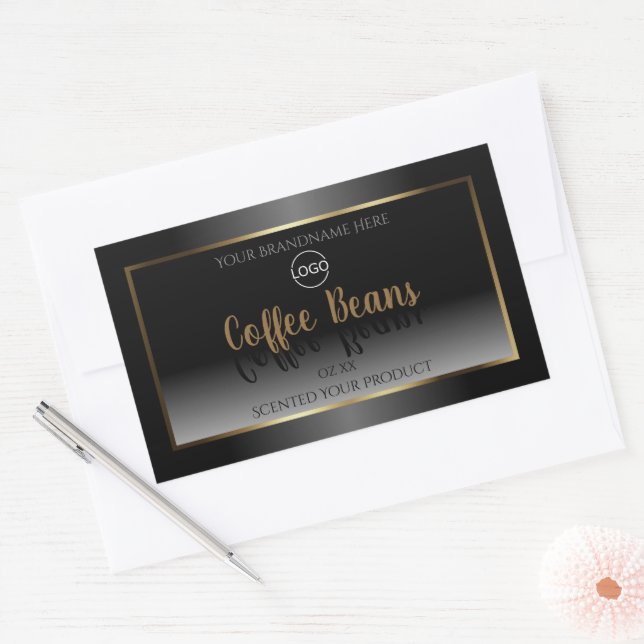 Luxurious Black White Gold Product Label with Logo (Envelope)