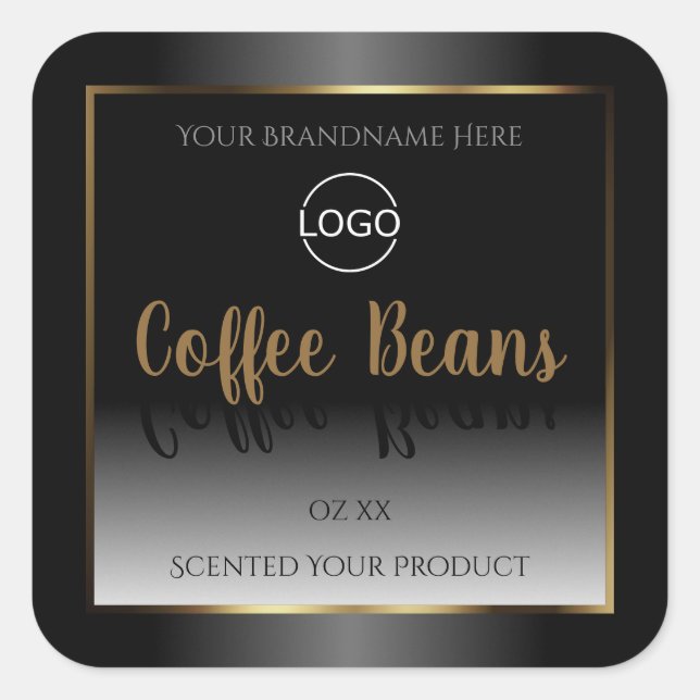 Luxurious Black White Gold Product Label with Logo (Front)