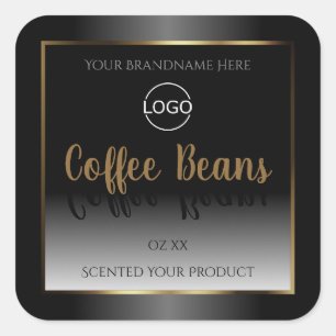 Luxurious Black White Gold Product Label with Logo