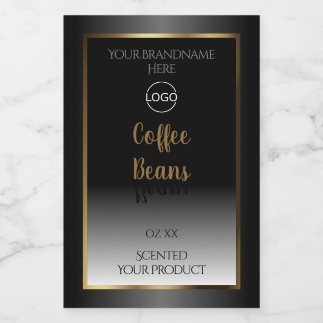 Luxurious Black White Gold Product Label with Logo (Single Label)