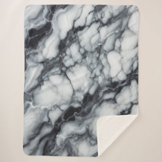 Luxurious Black & White Marble Plush Blanket