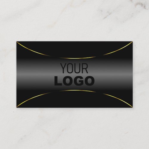 Luxurious Black with Gold Border and Logo Luxury Business Card