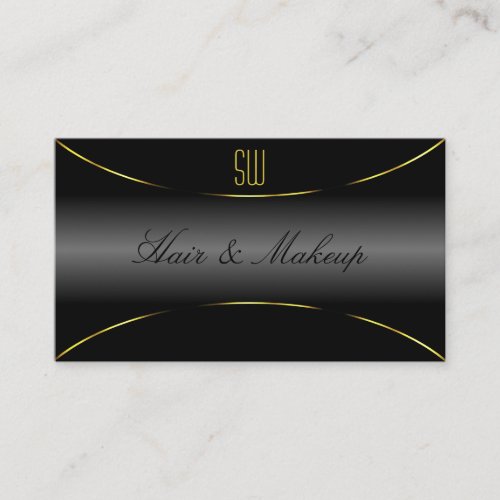 Luxurious Black with Gold Border and Monogram Luxe Business Card