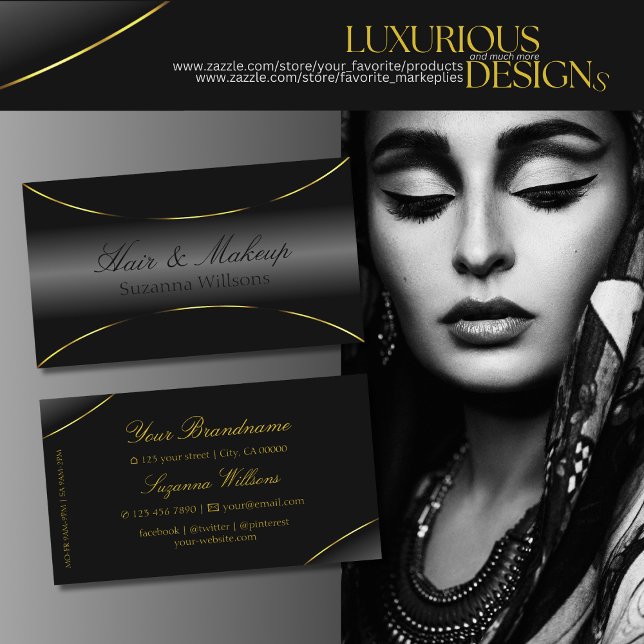 Luxurious Black with Gold Border Chic and Elegant Business Card (Creator Uploaded)