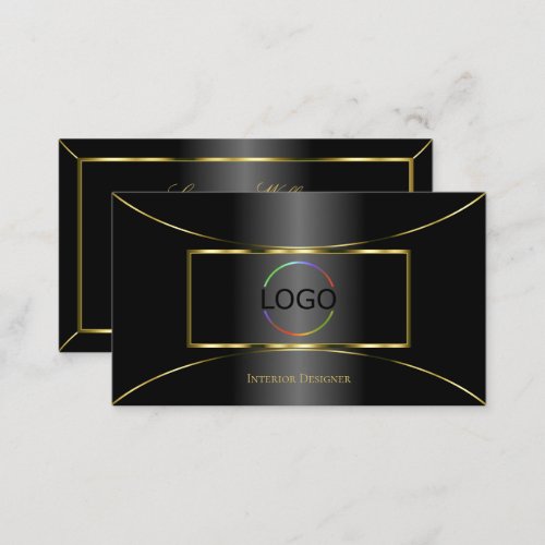 Luxurious Black with Gold Decor and Logo Glamorous Business Card