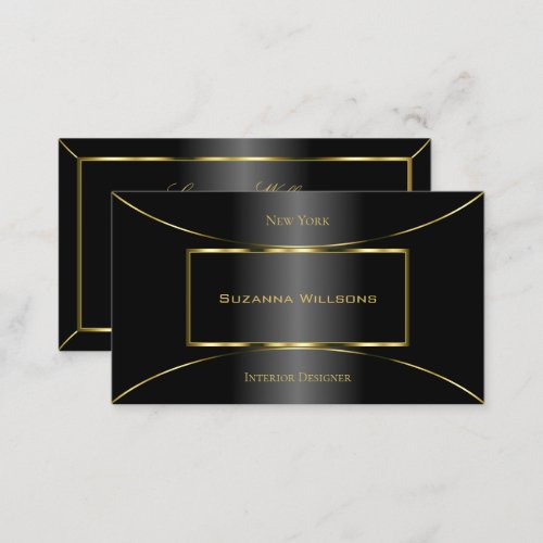 Luxurious Black with Gold Decor Noble and Elegant Business Card