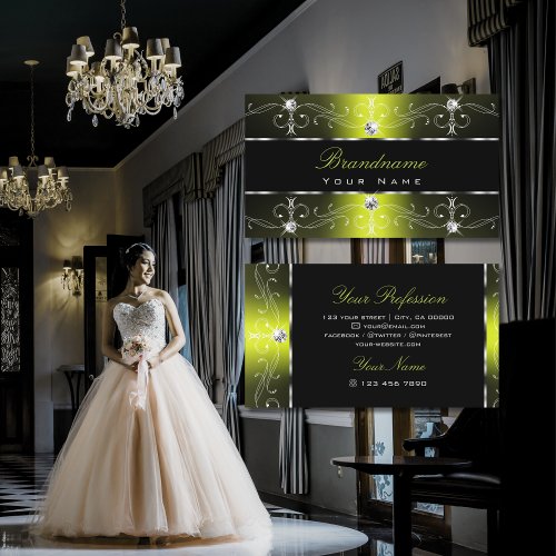 Luxurious Black Yellow Ornate Borders Ornaments  Business Card