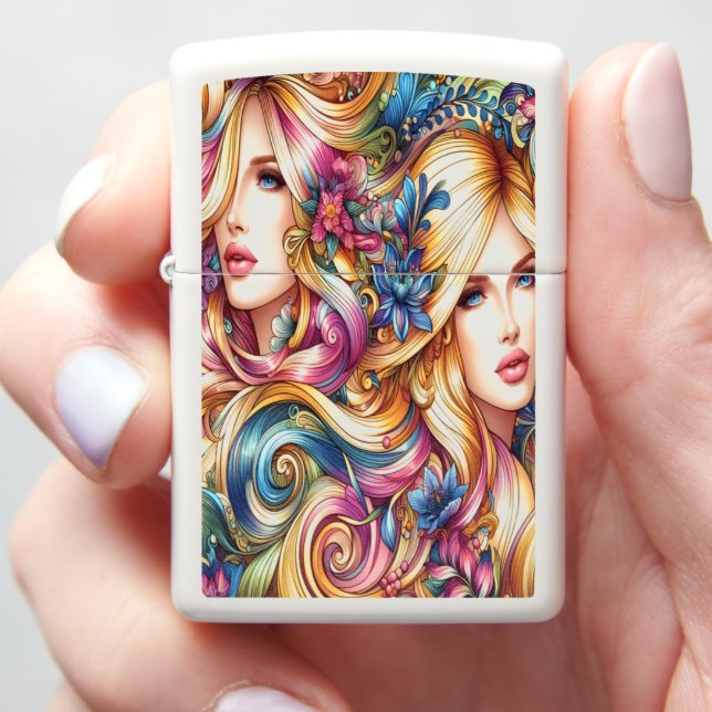 Luxurious Blonde American Women Zippo Lighter (In Hand)