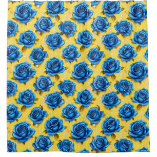 🌹 Luxurious Blue 3D Roses Blooming Elegance ✨ Shower Curtain