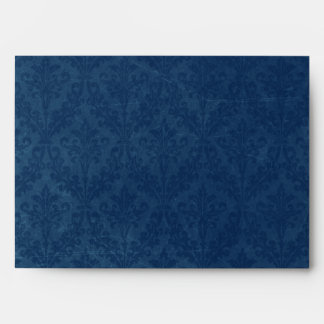 Luxurious Blue Damask: Custom Linen Wedding A-7 Envelope