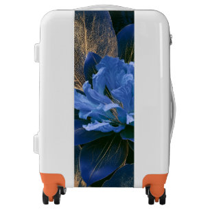 Luxurious Blue & Gold Floral Art Travel Luggage