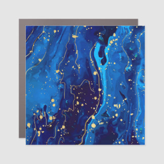 Luxurious Blue Gold Marble Texture Car Magnet