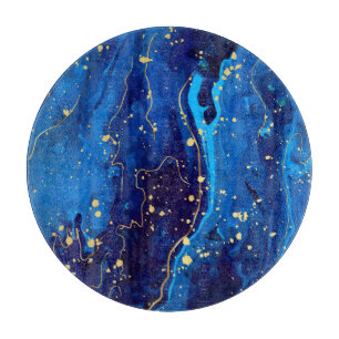 Luxurious Blue Gold Marble Texture Cutting Board