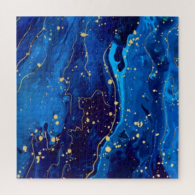 Luxurious Blue Gold Marble Texture Jigsaw Puzzle (Vertical)