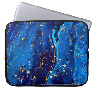 Luxurious Blue Gold Marble Texture Laptop Sleeve