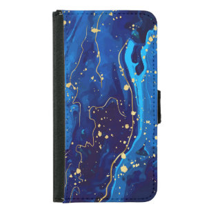 Luxurious Blue Gold Marble Texture Samsung Galaxy S5 Wallet Case