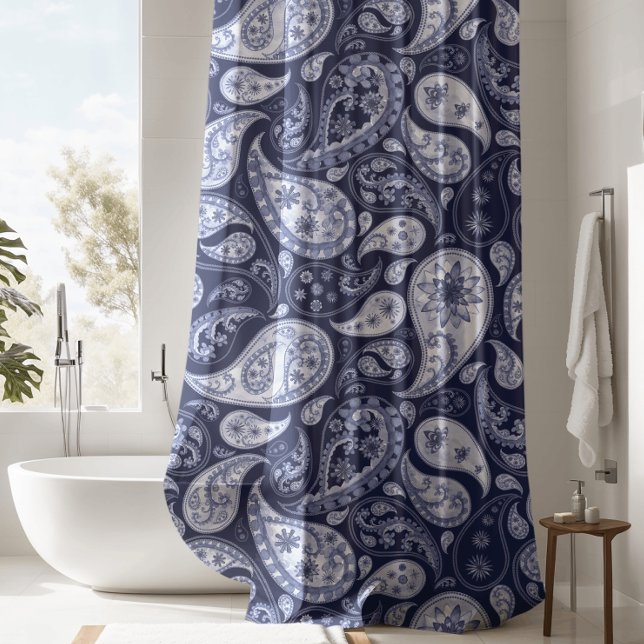 Luxurious Blue Paisley Shower Curtain (Creator Uploaded)