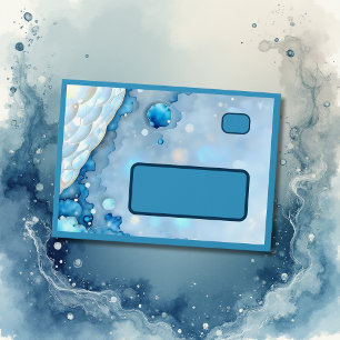 Luxurious Blue Watercolor Abstract Pearlescent Envelope