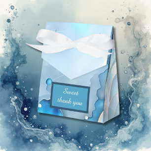 Luxurious Blue Watercolor Abstract Pearlescent Favor Boxes