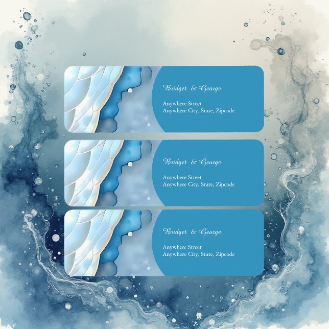 Luxurious Blue Watercolor Abstract Pearlescent Label (Creator Uploaded)