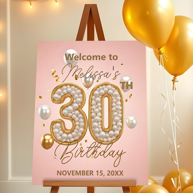 Luxurious Blush Pink and  Gold 30th Birthday Foam Board (Creator Uploaded)