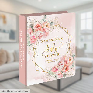 Luxurious blush pink pastel baby shower memory 3 ring binder