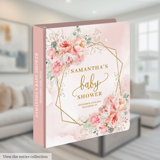 Luxurious blush pink pastel baby shower memory 3 ring binder (Luxurious blush pink pastel baby shower memory 3 ring binder)