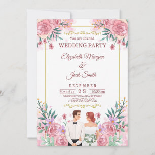 Luxurious Boho Floral Greenery Wedding Invitation