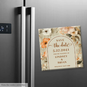 Luxurious Boho Terracotta Beige Olive Save Date Magnet
