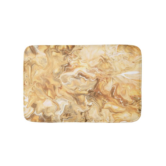 Luxurious Brown-Gold Watercolor Art Bath Mat (Front)