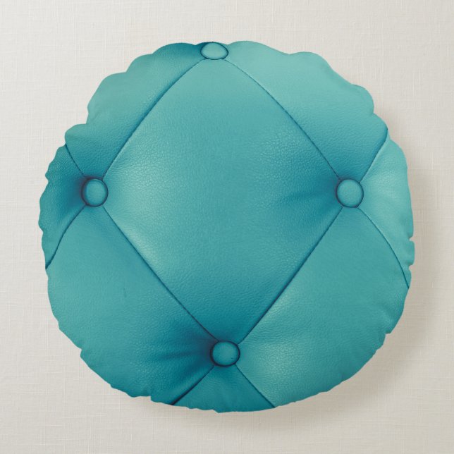 Luxurious brown leather texture furniture with but round pillow (Front)