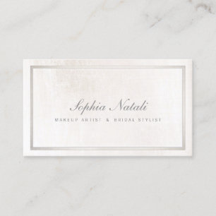 Luxurious Brushed White Marble and Silver Border Business Card