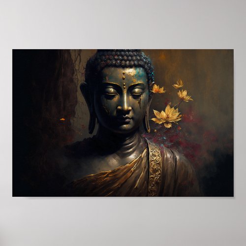 Luxurious Buddha Portrait Painting Poster