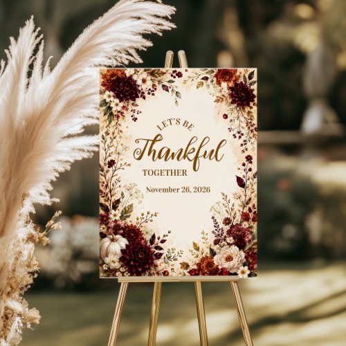 Luxurious Burgundy Floral Thanksgiving Dinner Foam Board