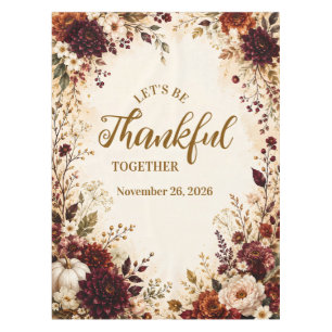 Luxurious Burgundy Floral Thanksgiving Dinner Tablecloth