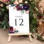 Luxurious Burgundy Floral Wedding Table Number
