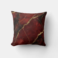 Luxurious Burgundy Gold Marble Decorative Pillow