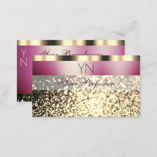 Luxurious Burgundy Gold Sparkling Glitter Monogram Business Card